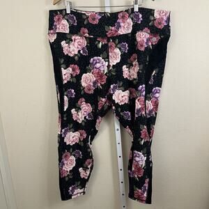 Torrid Active Leggings 5X Black Floral High Rise Stretch Workout Yoga Plus Size